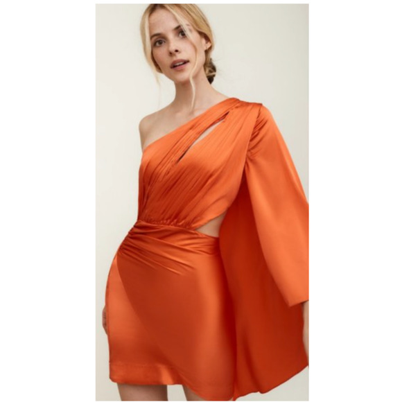 retrofete Dresses & Skirts - Retrofete Mae Orange One Shoulder Mini Dress NWT Womens Small